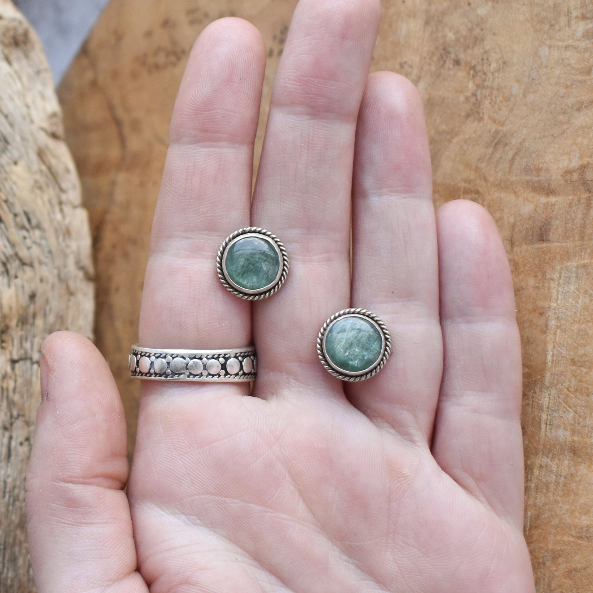 Green Kyanite Traditional Posts - Sterling Silver - Kyanite Studs