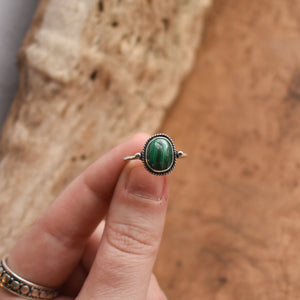 Custom Malachite Ring - Sterling Silver - Delica Ring