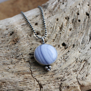 Blue Lace Agate Pendant- Silversmith - 15mm Blue Agate Stone - Choose Your Stone - Sterling Silver