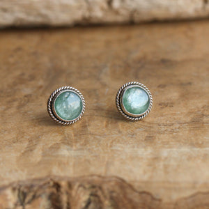 Green Kyanite Traditional Posts - Sterling Silver - Kyanite Studs