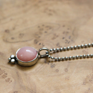 Pink Opal Sweetheart Necklace - Pink Opal - .925 Sterling Silver Pendant - Silver Chain