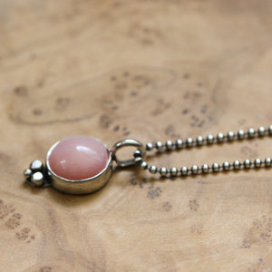 Pink Opal Sweetheart Necklace - Pink Opal - .925 Sterling Silver Pendant - Silver Chain
