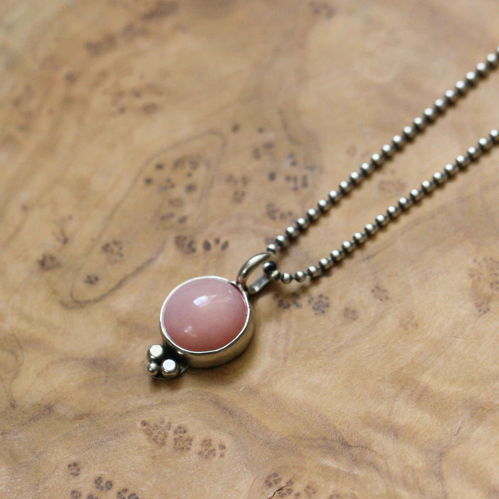 Pink Opal Sterling Silver Necklace – Sweetheart Pendant