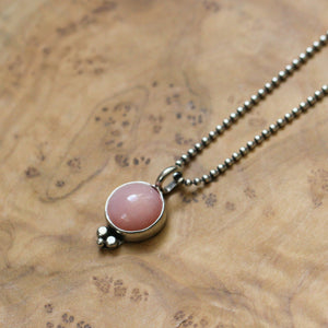 Pink Opal Sweetheart Necklace - Pink Opal - .925 Sterling Silver Pendant - Silver Chain