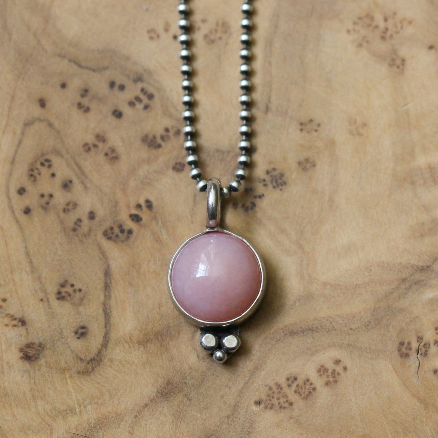 Pink Opal Sterling Silver Necklace – Sweetheart Pendant