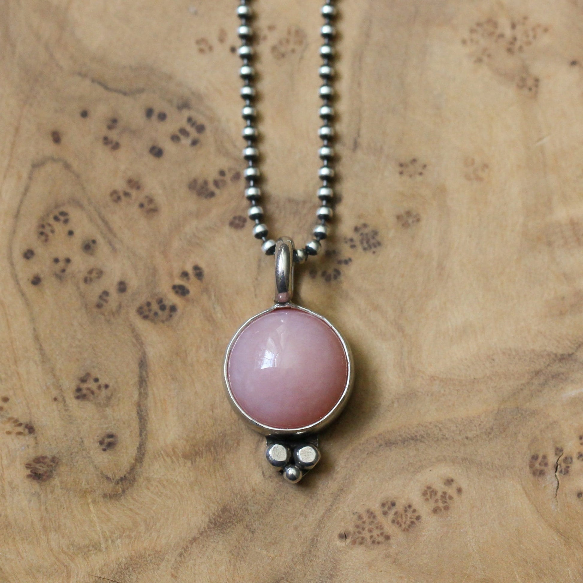 Pink Opal Sterling Silver Necklace – Sweetheart Pendant