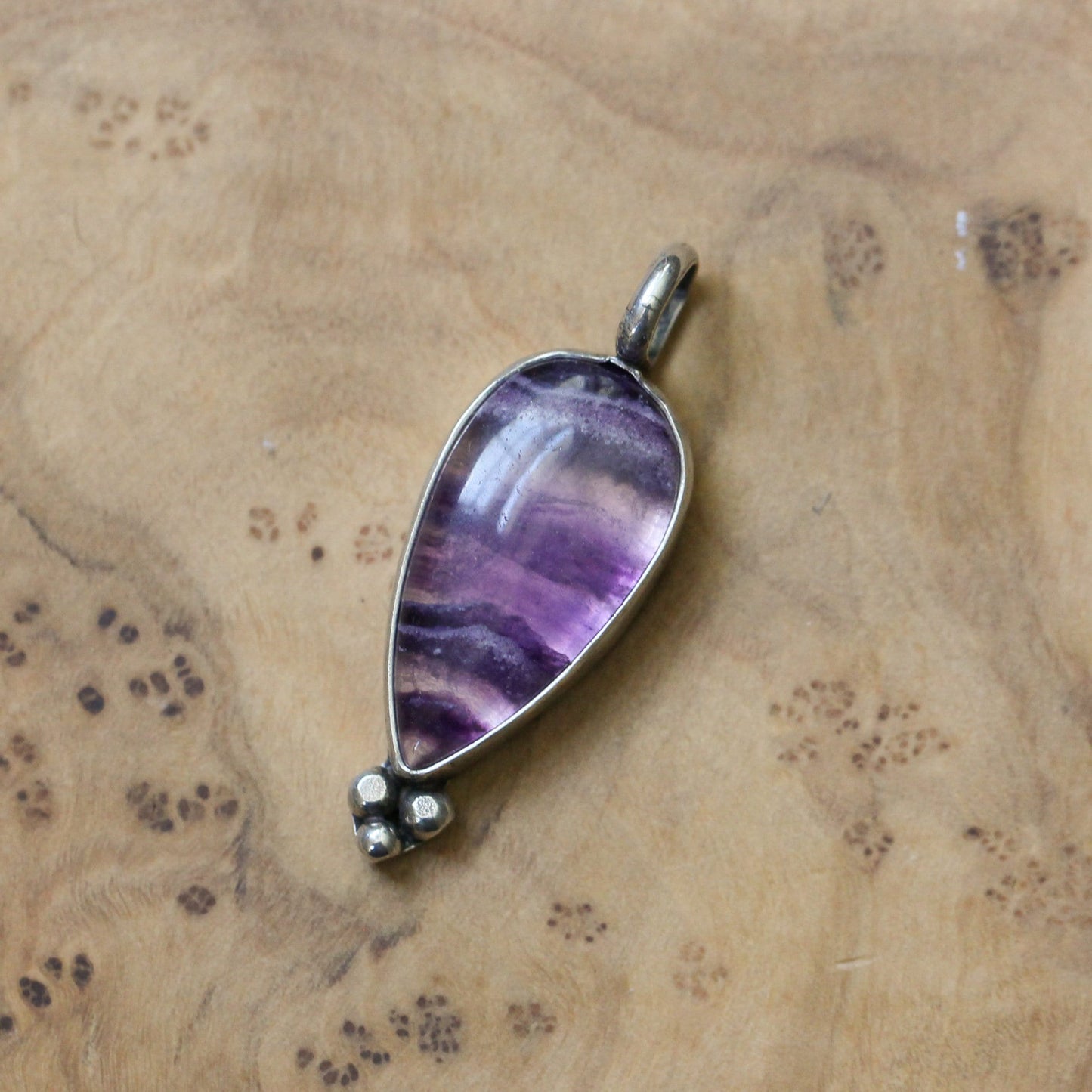 Custom Rainbow Fluorite Pendant - Choose Your Striped Purple Cabochon