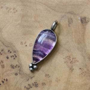 Fluorite Sweetheart Pendant - Silversmith - Striped Purple Fluorite