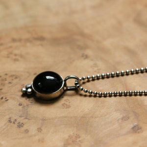 Black Onyx Lil Sweetheart Necklace - Black Agate Pendant - Sterling Silver