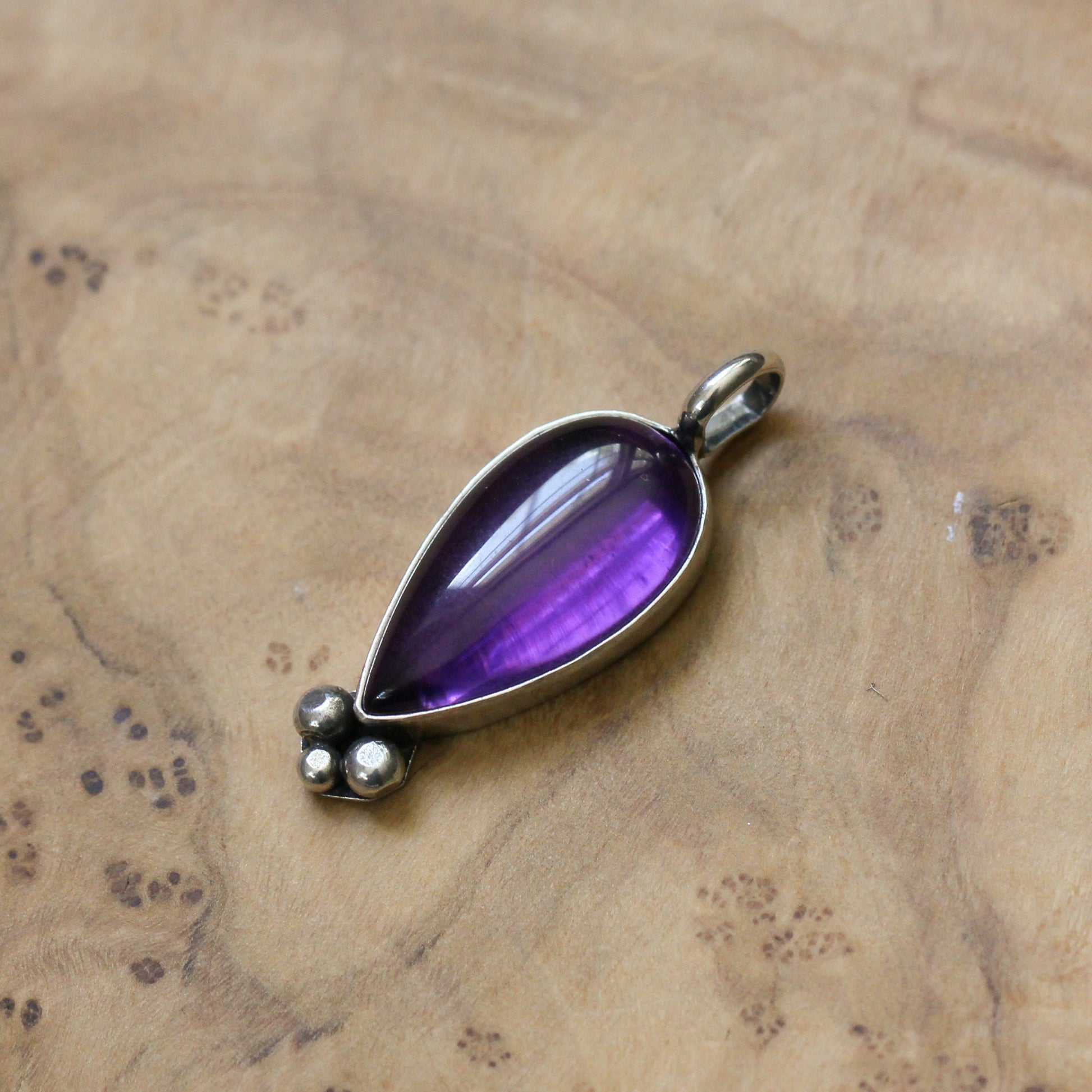 Amethyst Teardrop Pendant – Sterling Silver Silversmith Necklace