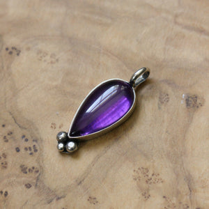 Purple Amethyst Sweetheart Pendant - Purple Amethyst Necklace - .925 Sterling Silver - Silversmith