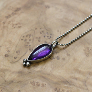 Purple Amethyst Sweetheart Pendant - Purple Amethyst Necklace - .925 Sterling Silver - Silversmith