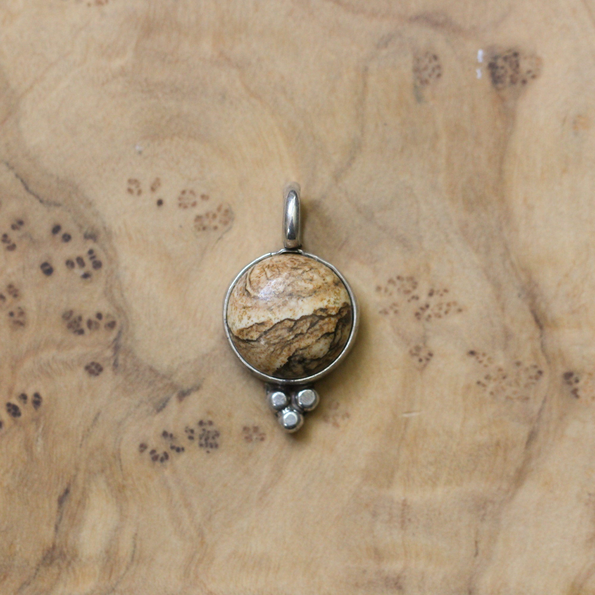 Picture Jasper Pendant - Sweetheart Necklace - .925 Sterling Silver - Picture Jasper Necklace