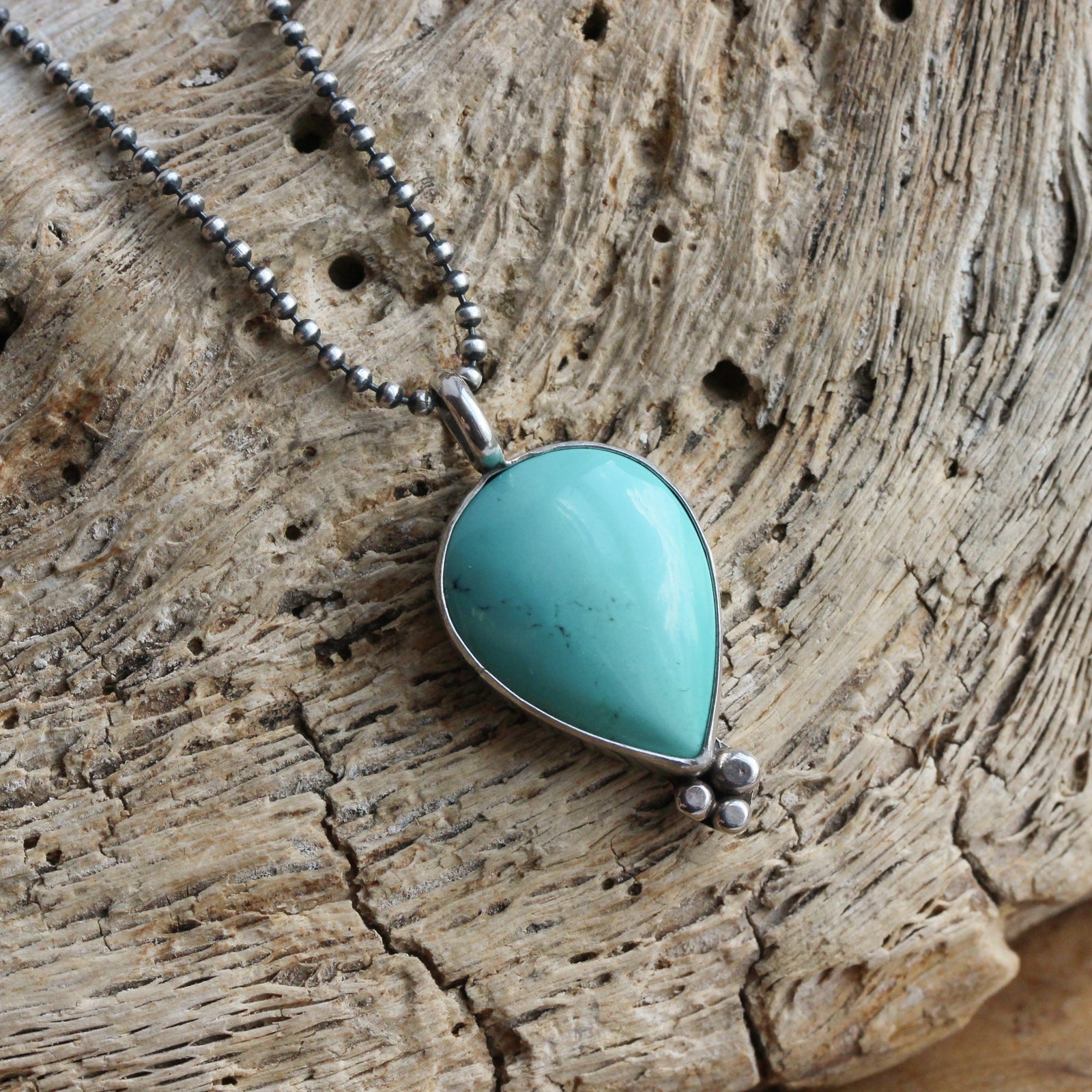 Custom Turquoise Pendant - Pear Shaped - Silversmith