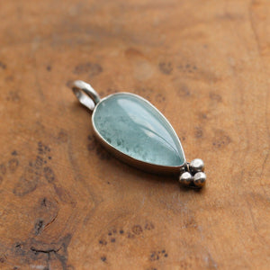 Aquamarine Sweetheart Pendant - Aquamarine Necklace - March Birthstone - .925 Sterling Silver