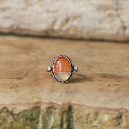 Custom Red Banded Agate Ring – Sterling Silver, Choose Your Stone
