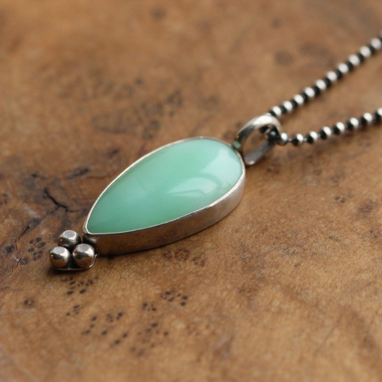 Chrysoprase Sweetheart Necklace - Chrysoprase Pendant - Silversmith - .925 Sterling Silver