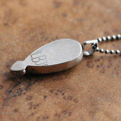 Black Agate Pear Pendant – Sterling Silver Silversmith Necklace