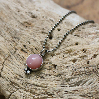 Pink Opal Sterling Silver Necklace – Sweetheart Pendant