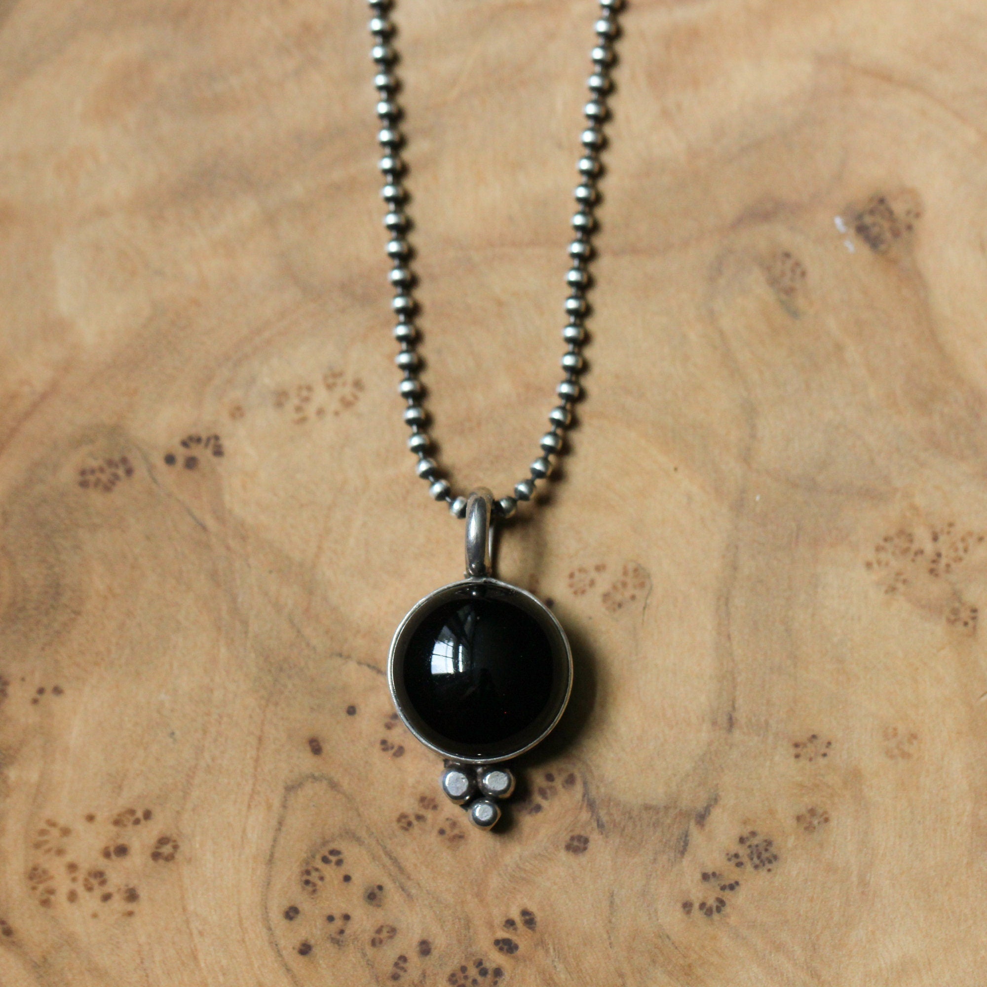 Black Onyx Lil Sweetheart Necklace - Black Onyx Pendant - Silversmith - Black Onyx Necklace