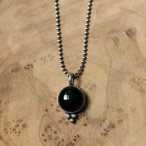 Black Onyx Lil Sweetheart Necklace - Black Agate Pendant - Sterling Silver