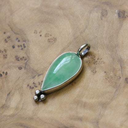 Burma Jade Sterling Silver Pendant – Green Teardrop Gemstone