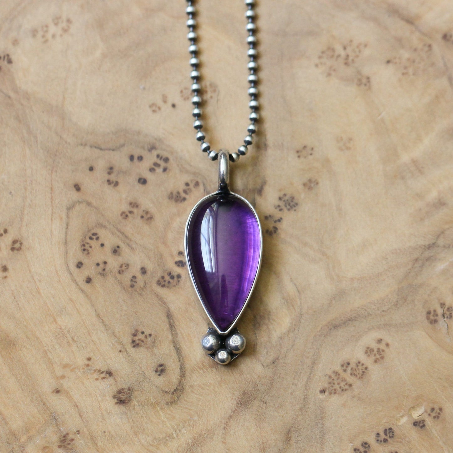 Amethyst Teardrop Pendant – Sterling Silver Silversmith Necklace