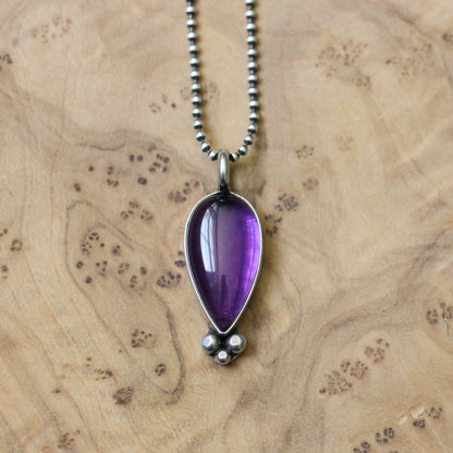 Amethyst Teardrop Pendant – Sterling Silver Silversmith Necklace
