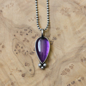 Purple Amethyst Sweetheart Pendant - Purple Amethyst Necklace - .925 Sterling Silver - Silversmith