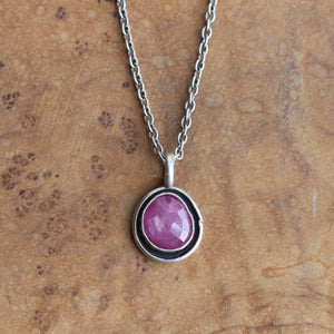 Pink Sapphire Necklace - Sapphire Pendant - .925 Sterling Silver - Silversmith