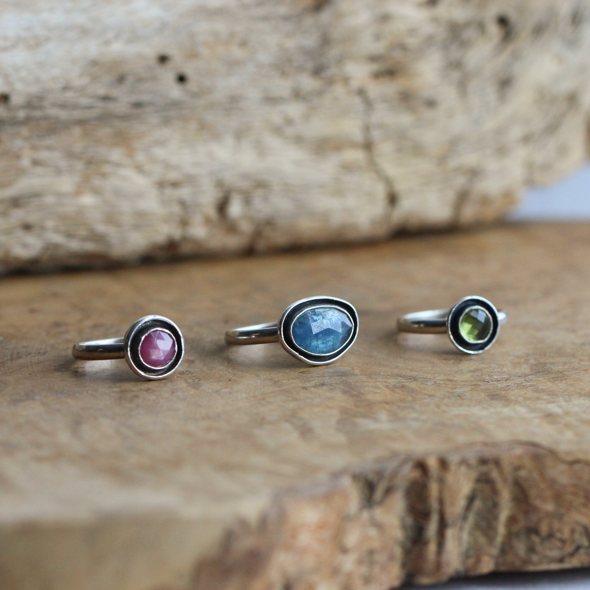 Pink Sapphire Ring - Deep Pink Sapphire Stacker - Silversmith