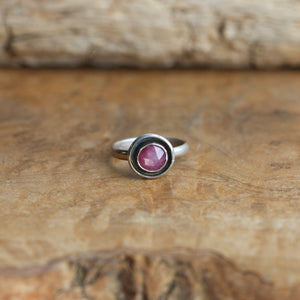 Deep Pink Sapphire Ring - Sapphire Stacker - Pink Sapphire Ring - Silversmith