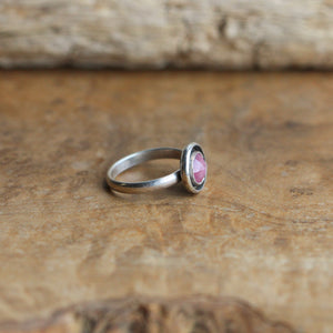 Deep Pink Sapphire Ring - Sapphire Stacker - Pink Sapphire Ring - Silversmith