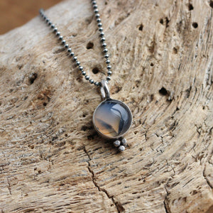Montana Agate Sterling Silver Pendant Necklace - Boho Silversmith Jewelry