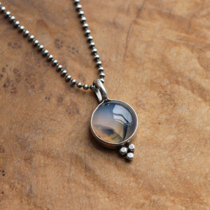 Montana Agate Sterling Silver Pendant Necklace - Boho Silversmith Jewelry