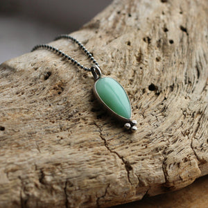 Chrysoprase Sweetheart Necklace - Chrysoprase Pendant - Silversmith - .925 Sterling Silver