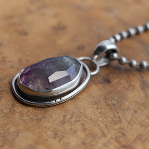 Custom Rose Cut Rainbow Fluorite Pendant – Sterling Silver Silversmith Jewelry