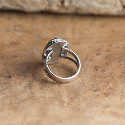 Boho Ring - Black Fossil Ring - Silversmith Ring - Boho Ring - Natural Fossil