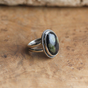 Boho Ring - Black Fossil Ring - Silversmith Ring - Boho Ring - Natural Fossil