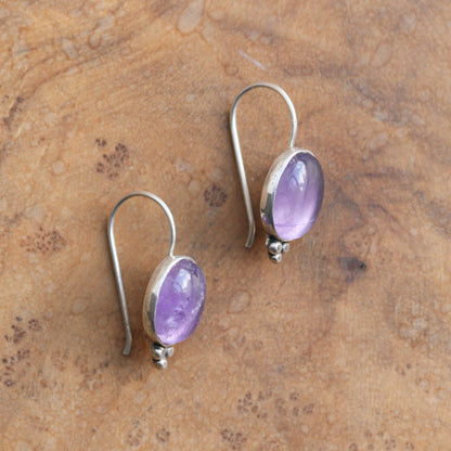 Amethyst Drop Earrings – Sterling Silver Boho Jewelry, Handmade