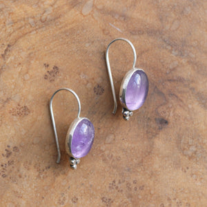 Amethyst Drop Earrings – Sterling Silver Boho Jewelry, Handmade