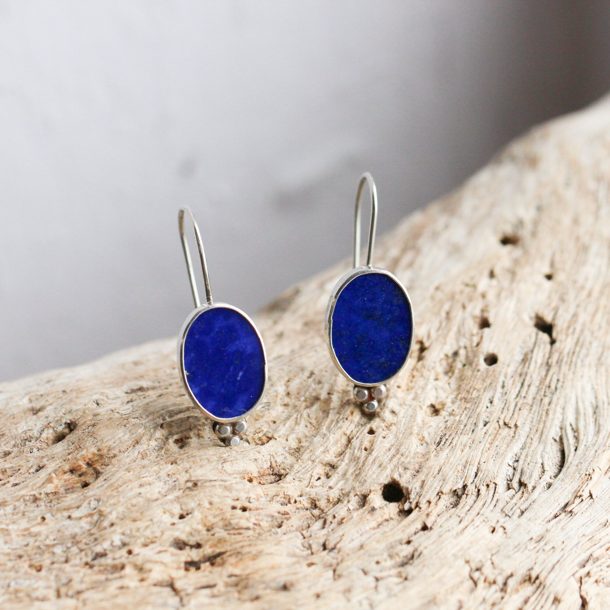Lapis Piper Earrings - Lapis Lazuli Earrings - .925 Sterling Silver - Lapis Drop Earrings - Silversmith
