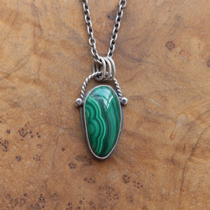 Boho Malachite Pendant - Sterling Silver - Choose Your Stone