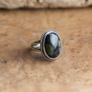 Boho Ring - Black Fossil Ring - Silversmith Ring - Boho Ring - Natural Fossil