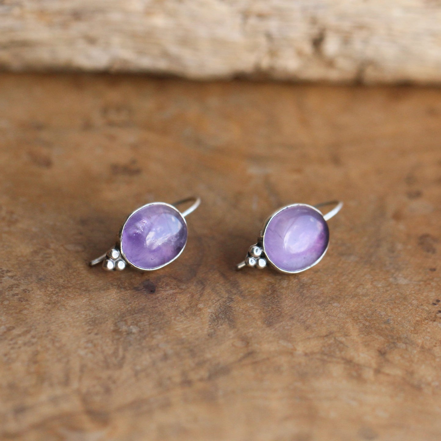 Amethyst Drop Earrings – Sterling Silver Boho Jewelry, Handmade
