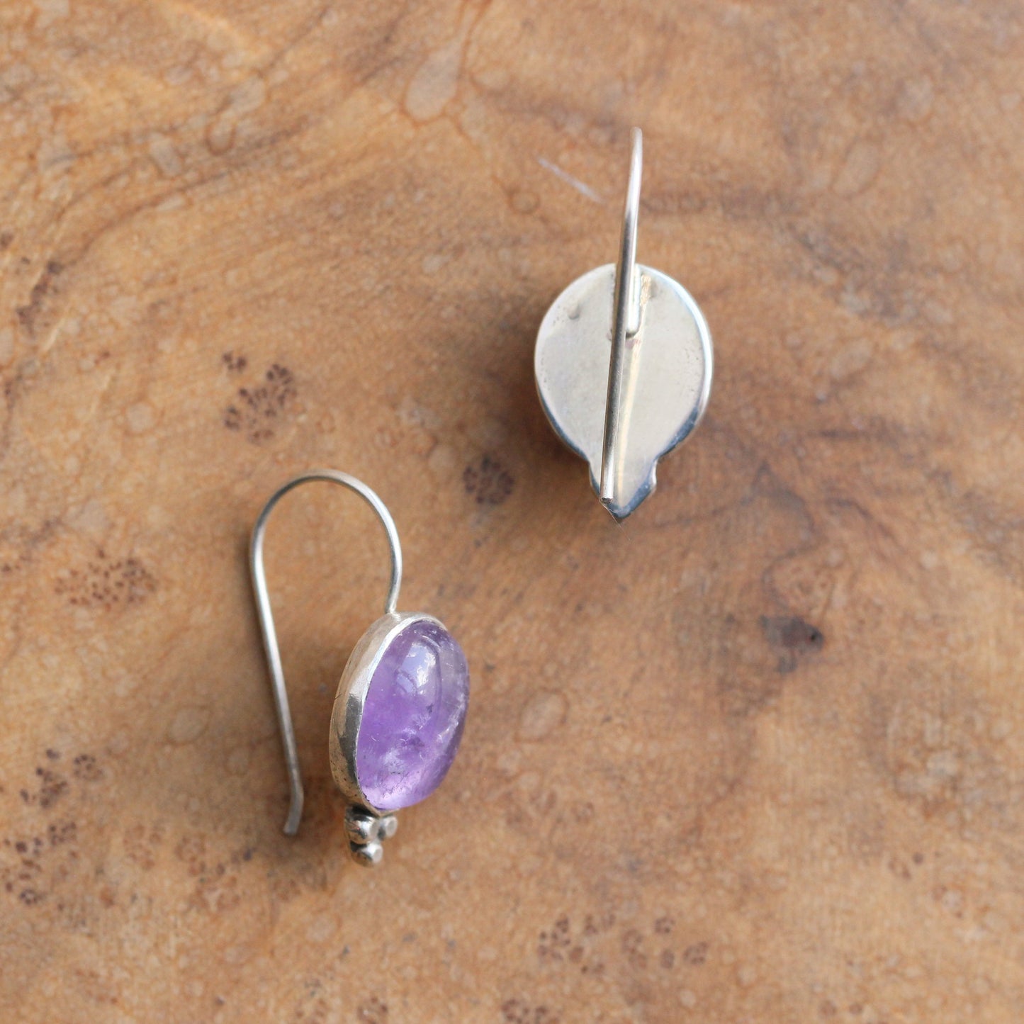Amethyst Drop Earrings – Sterling Silver Boho Jewelry, Handmade
