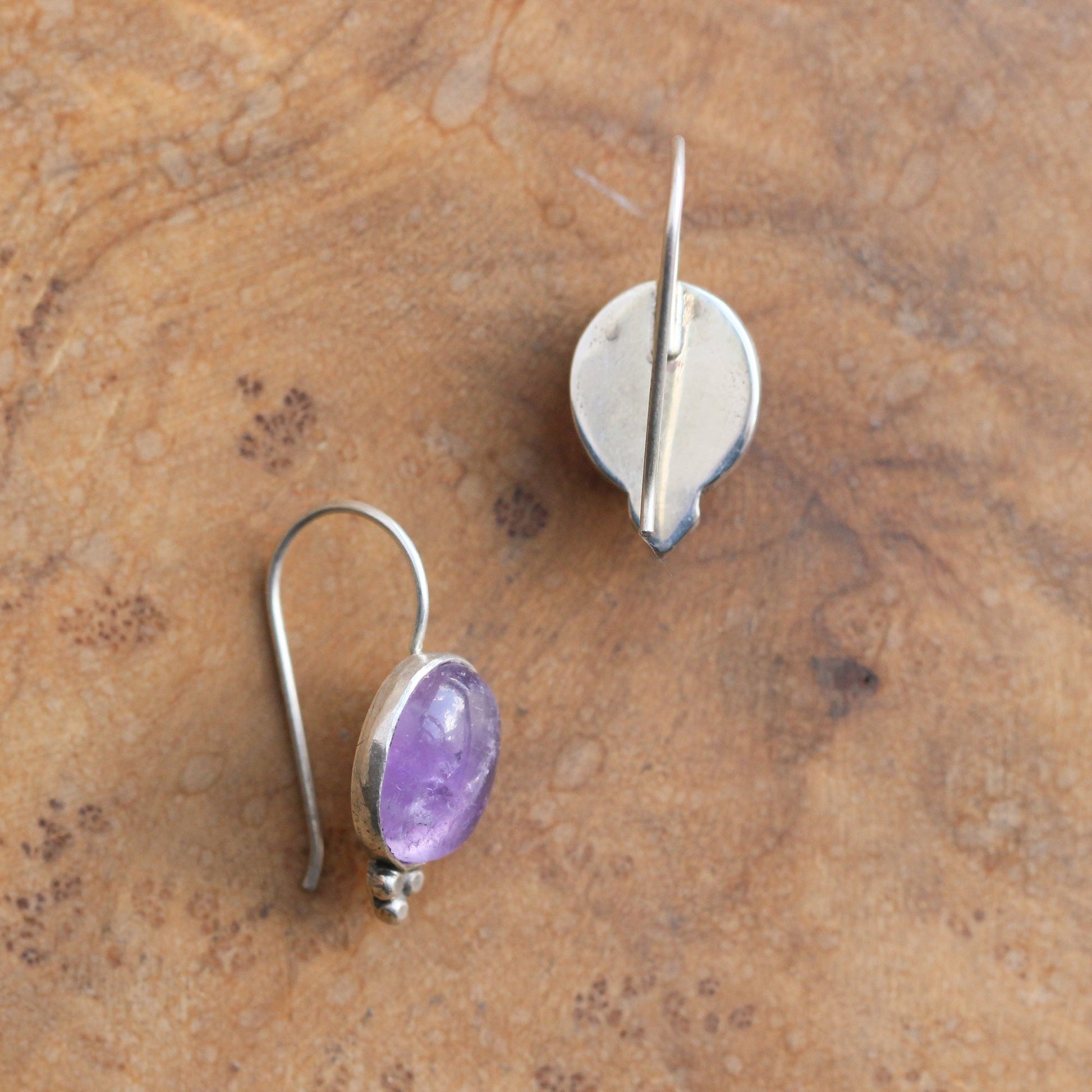 Amethyst Drop Earrings – Sterling Silver Boho Jewelry, Handmade