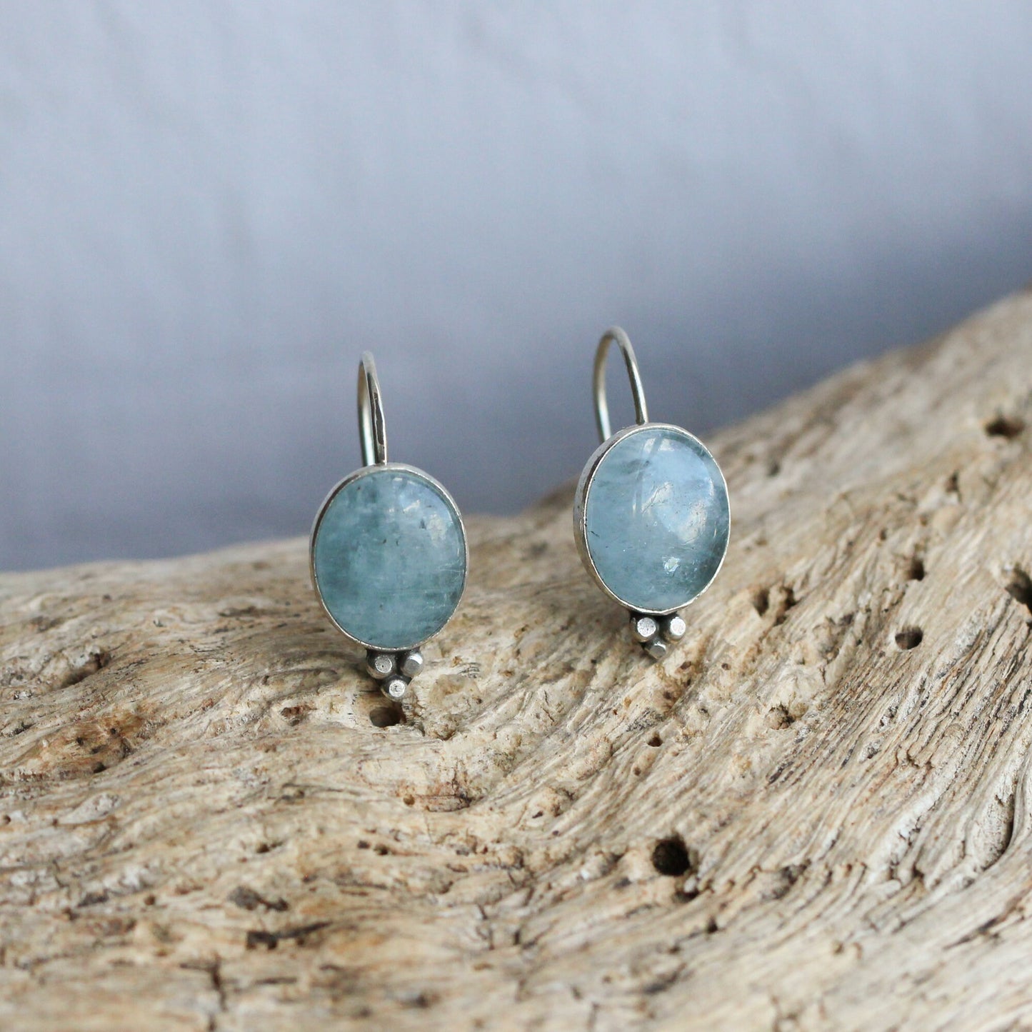Aquamarine Piper Earrings - Boho Aquamarine Jewelry - .925 Sterling Silver