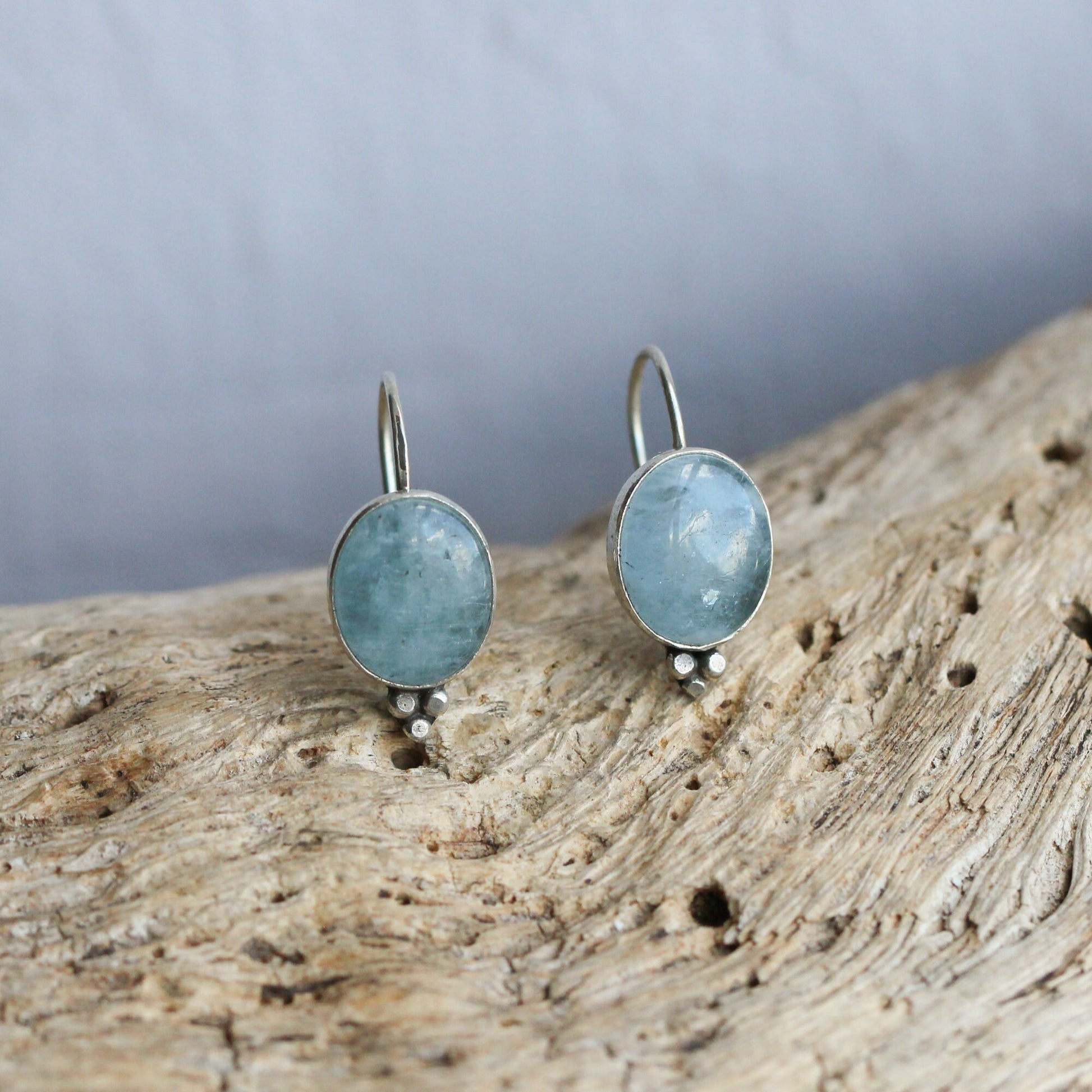 Aquamarine Piper Earrings - Boho Aquamarine Jewelry - .925 Sterling Silver