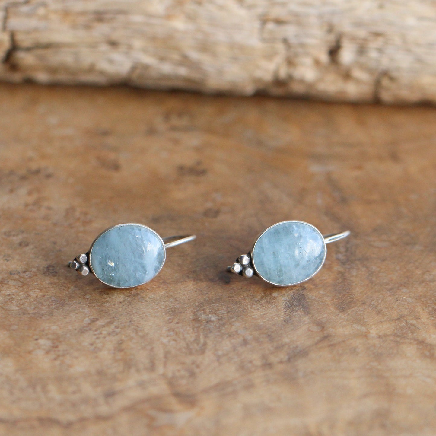 Aquamarine Piper Earrings - Boho Aquamarine Jewelry - .925 Sterling Silver